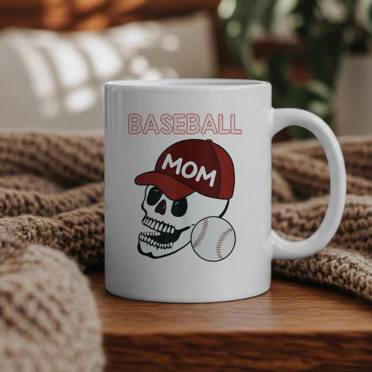 Baseball Mom Skull Sports Skeleton Graphic Print Coffee Mug