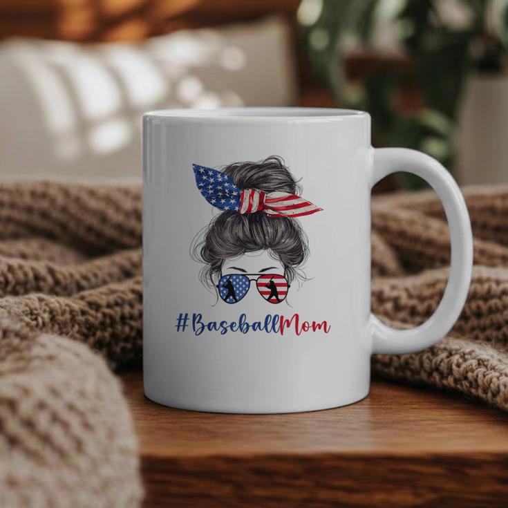 Baseball Mom USA American Flag 4th Of July Graphic Print Coffee Mug