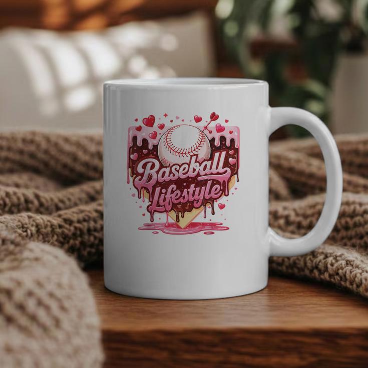 Boys Valentine Baseball Lifestyle Home Plate Ice-Cream Drip Graphic Print Coffee Mug