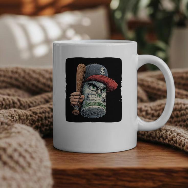 Cool Dollar Bill Guy With Cap And Baseball Costume Premium Tri-Blend Graphic Print Coffee Mug