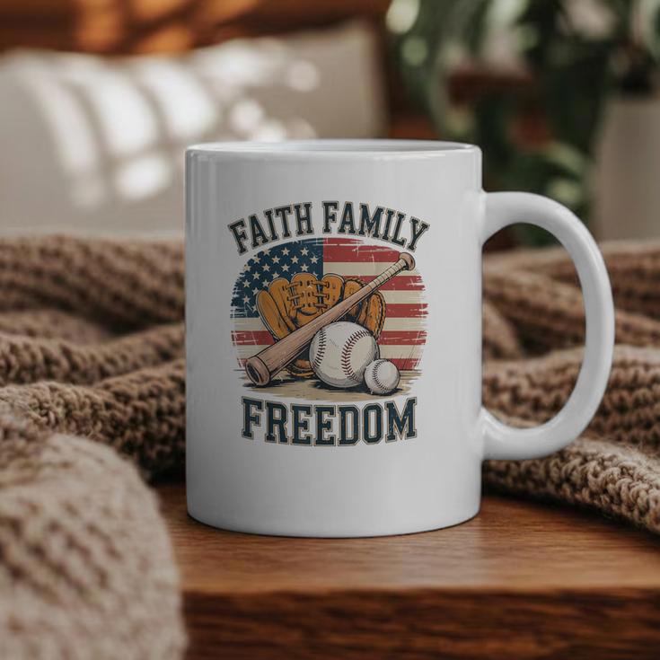 Faith Family Freedom Patriotic Christian Baseball Game Day Graphic Print Coffee Mug
