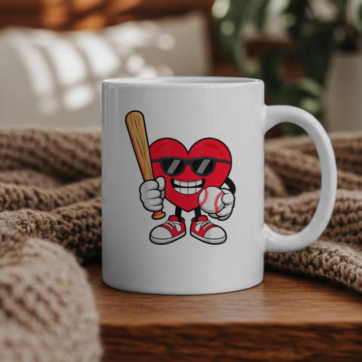 Heart Playing Baseball Valentines Day Graphic Print Coffee Mug