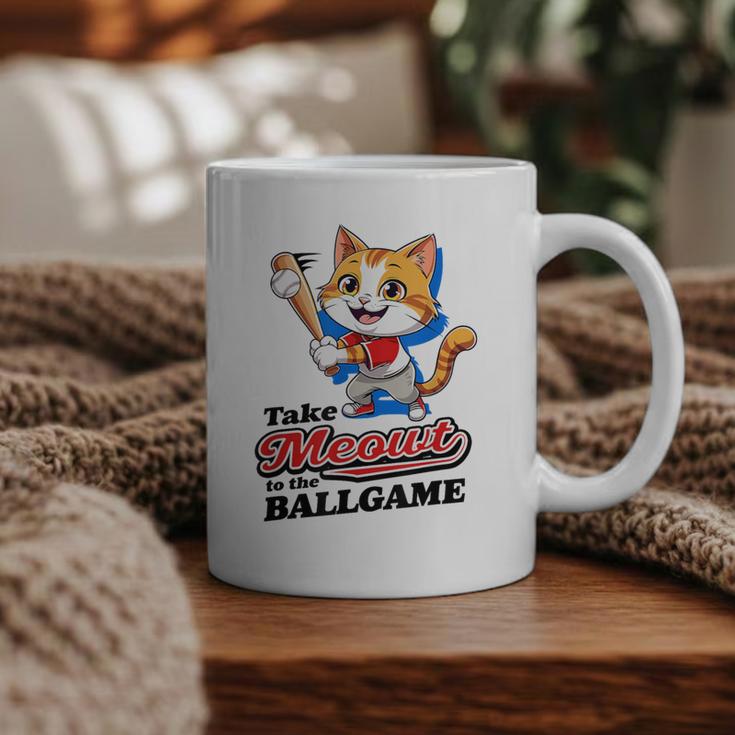 Take Meowt To The Ball Game Tee Slugger Cat Baseball Graphic Print Coffee Mug