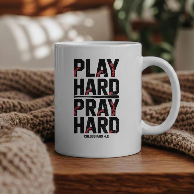Play Hard Pray Hard Youth Boy Christian Baseball Jesus Graphic Print Coffee Mug