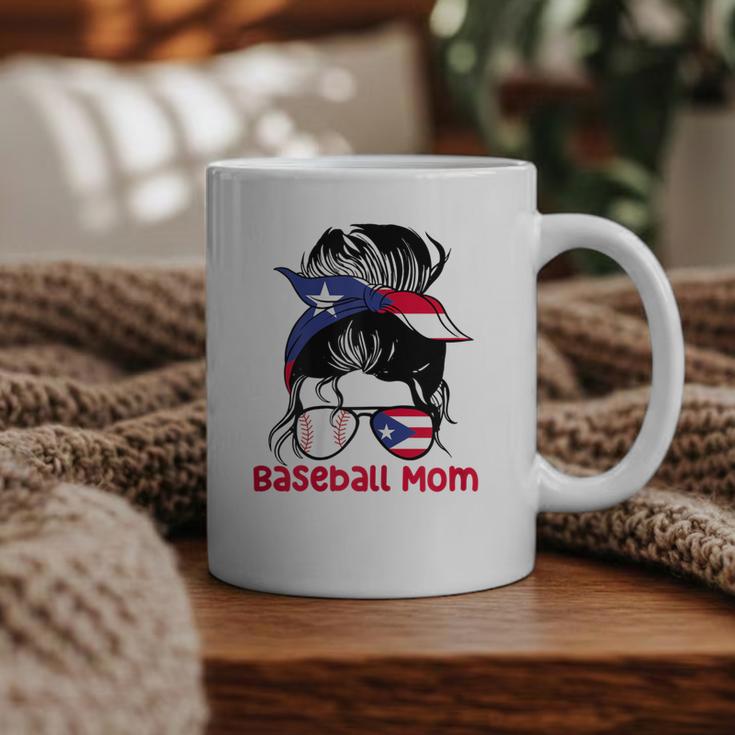 Puerto Rico Baseball Mom Messy Bun Boricua Graphic Print Coffee Mug
