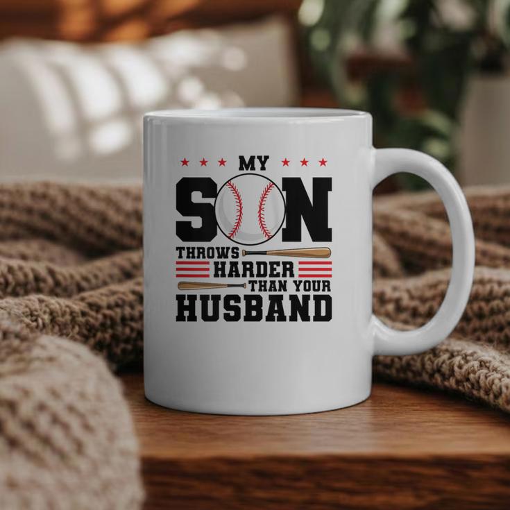 My Son Throws Harder Than Your Husband Baseball Mom Graphic Print Coffee Mug
