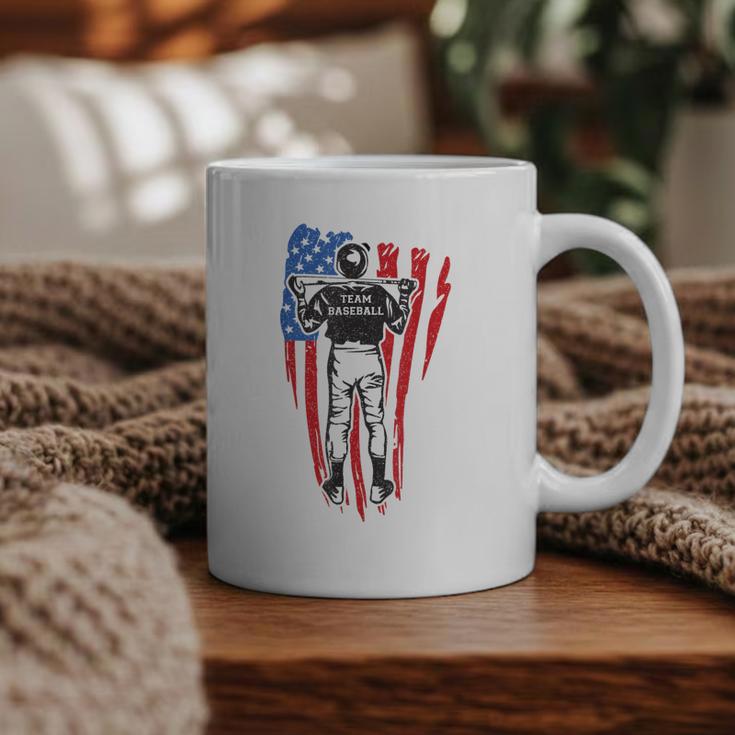 US Flag Baseball Player Batter Sport Lover Team Coach Family Graphic Print Coffee Mug
