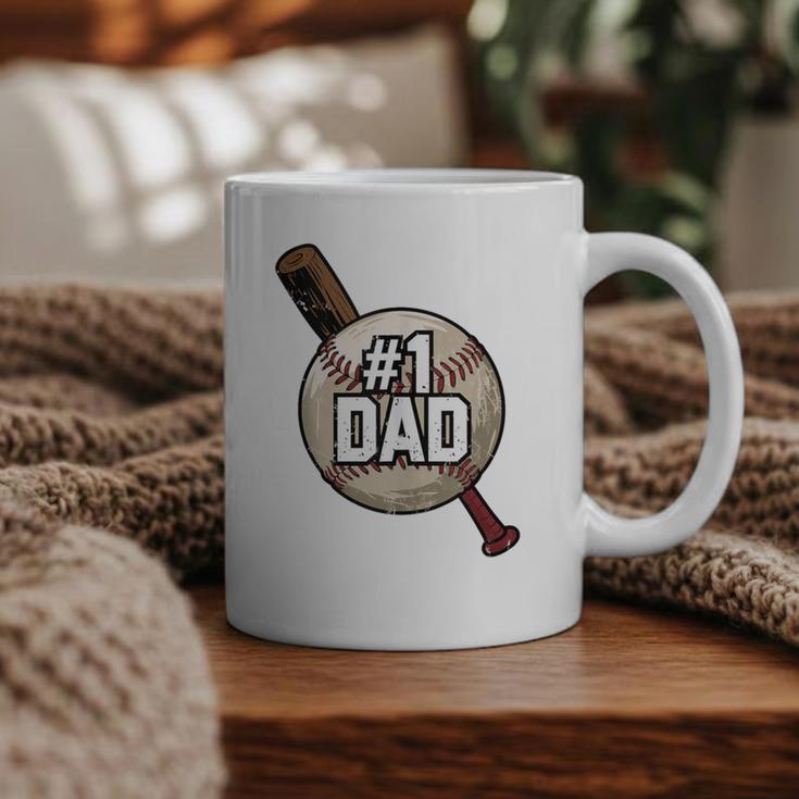 Vintage Father's Day 1 Baseball Dad Baseball Lovers Players Graphic Print Coffee Mug