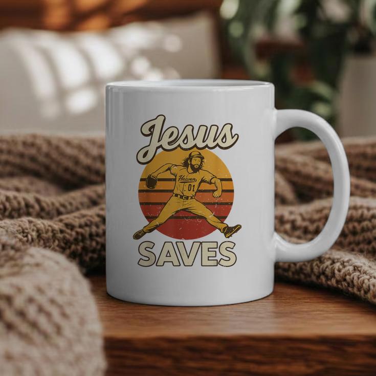 Youth Boy Baseball Jesus Saves Christian Baseball Religious Graphic Print Coffee Mug