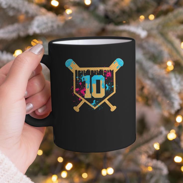 10 Years Old 10th Birthday Baseball Ice Cream Dripping Boys Graphic Print Coffee Mug