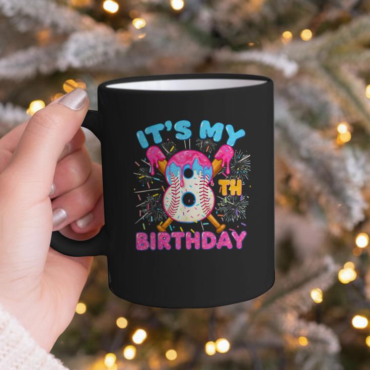 8th Birthday Baseball 8 Year Old Ice Cream Drip Boy Baseball Graphic Print Coffee Mug