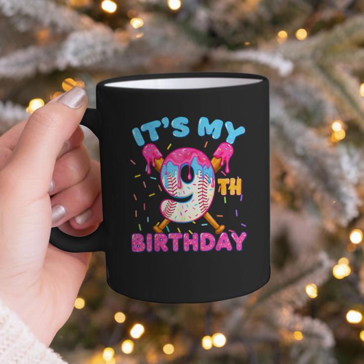 9th Birthday Baseball 9 Year Old Ice Cream Drip Boy Baseball Graphic Print Coffee Mug