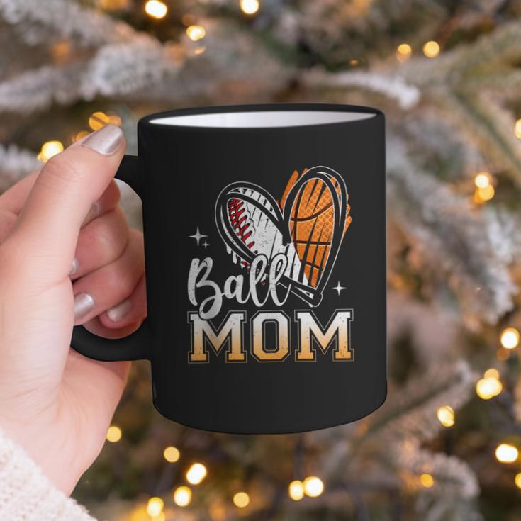 Ball Mom Heart Basketball Baseball Mom Graphic Print Coffee Mug