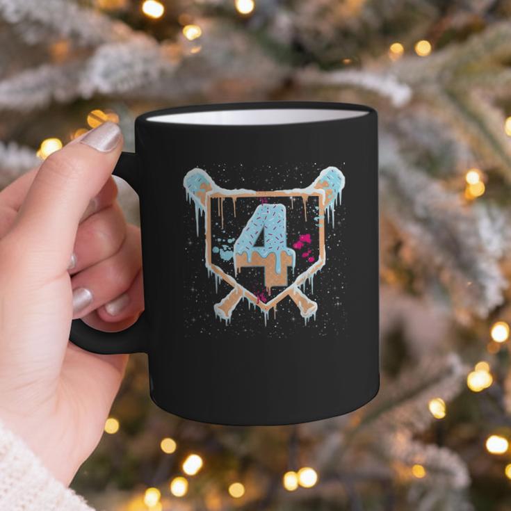 Baseball 4 Year Old Ice Cream Drip 4th Birthday Boy Number 4 Graphic Print Coffee Mug