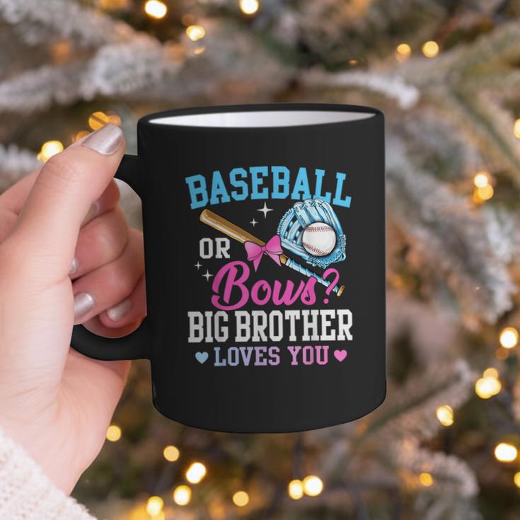 Baseball Or Bows Big Brother Loves You Gender Pink Or Blue Graphic Print Coffee Mug Baseball Or Bows Big Brother Loves You Gender Pink Or Blue Graphic Print Coffee Mug