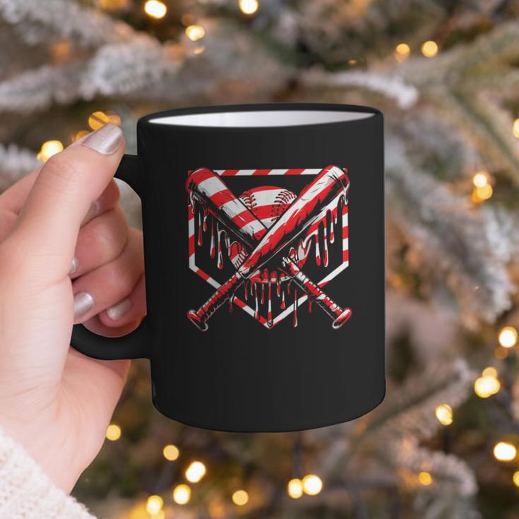Baseball Candy Cane Christmas Baseball Ice Cream Drip Boys Graphic Print Coffee Mug