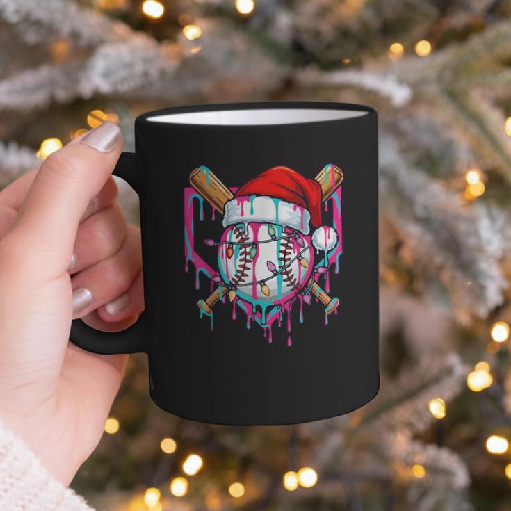 Baseball Christmas Santa Hat Baseball Christmas Drip Graphic Print Coffee Mug
