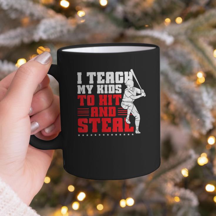 Baseball Dad Teach Kids Hit And Steal Softball Game Graphic Print Coffee Mug