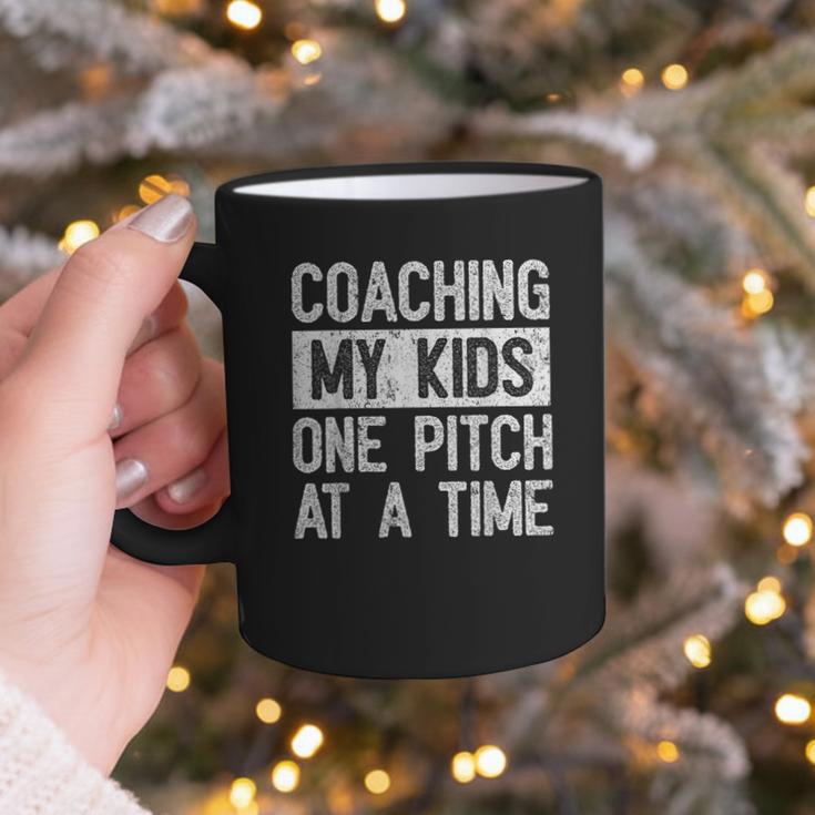 Baseball Dad Vintage Coaching My Kids One Pitch At A Time Graphic Print Coffee Mug Baseball Dad Vintage Coaching My Kids One Pitch At A Time Graphic Print Coffee Mug
