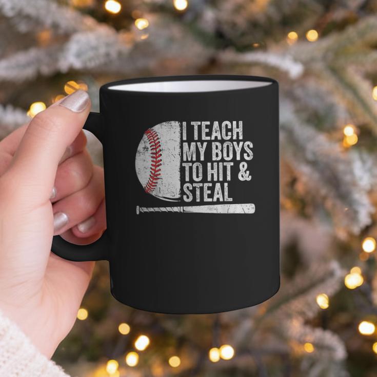 Baseball Dads Baseball Dad I Teach My Boys To Hit And Steal Graphic Print Coffee Mug