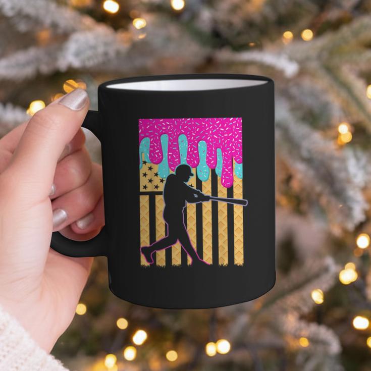 Baseball Drip Bat Boys Ice Cream American Flag 4th Of July Graphic Print Coffee Mug