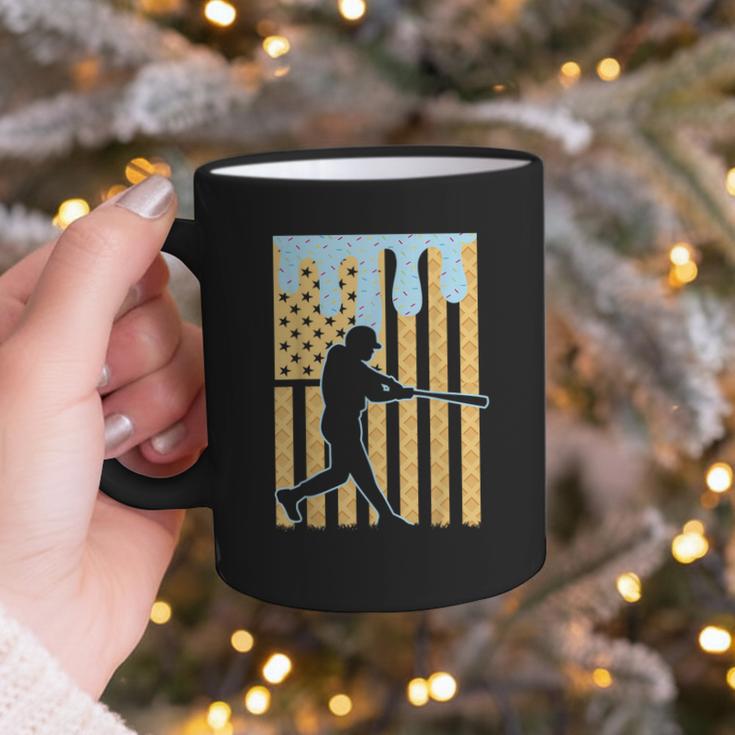Baseball Drip Boys Dripping Ice Cream Baseball American Flag Graphic Print Coffee Mug