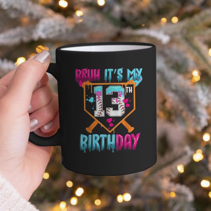 Baseball Drip Bruh It's My 13th Birthday Boy Ice Cream Drip Graphic Print Coffee Mug