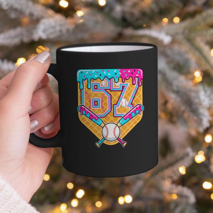 Baseball Drip Number 67 Ice Cream Home Plate Drip Graphic Print Coffee Mug