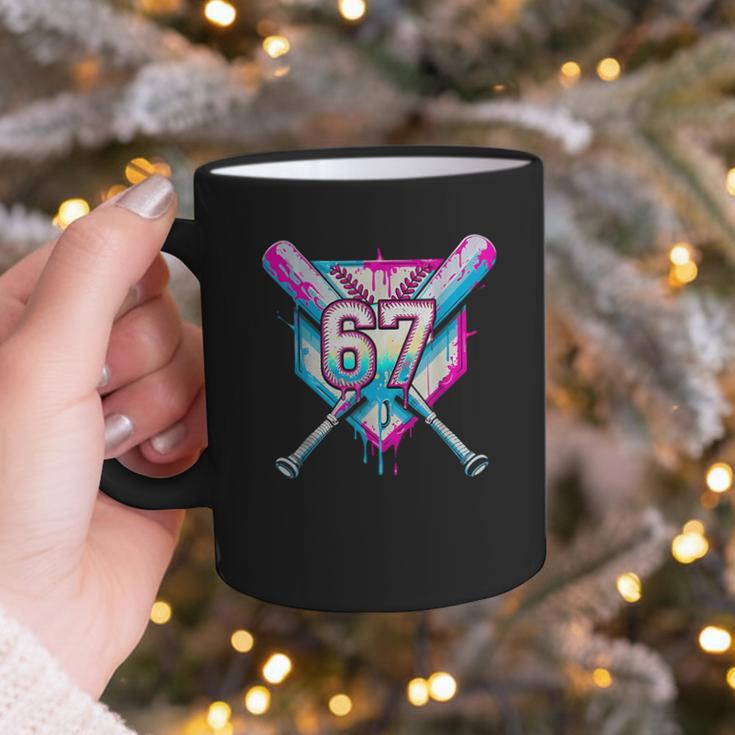 Baseball Dripping 67 Home Plate Six Seven Boy Kids Sports Graphic Print Coffee Mug