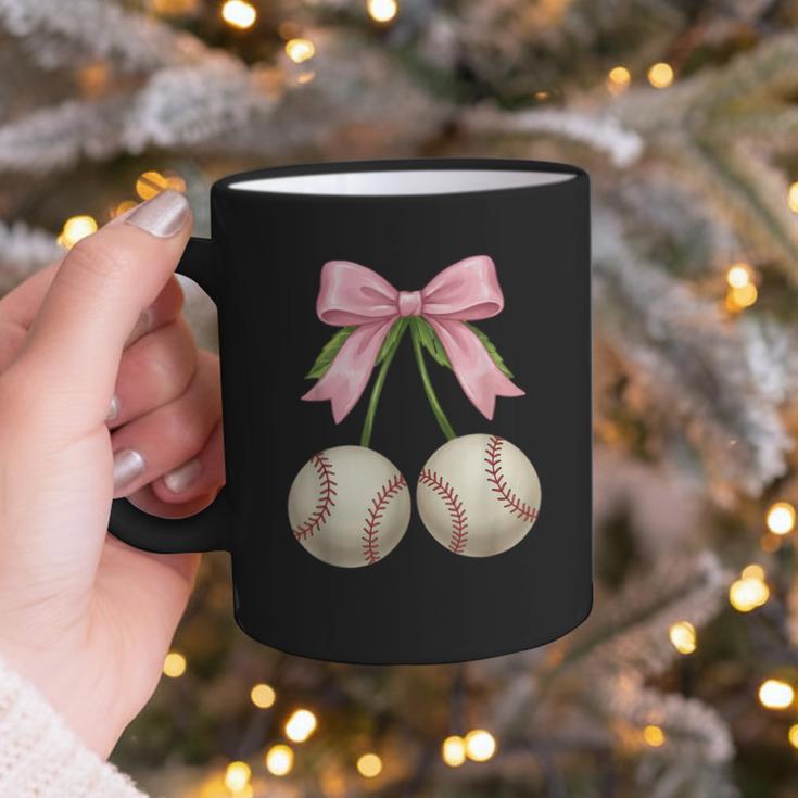 Baseball Girls Women Coquette Pink Bow Baseball Graphic Print Coffee Mug