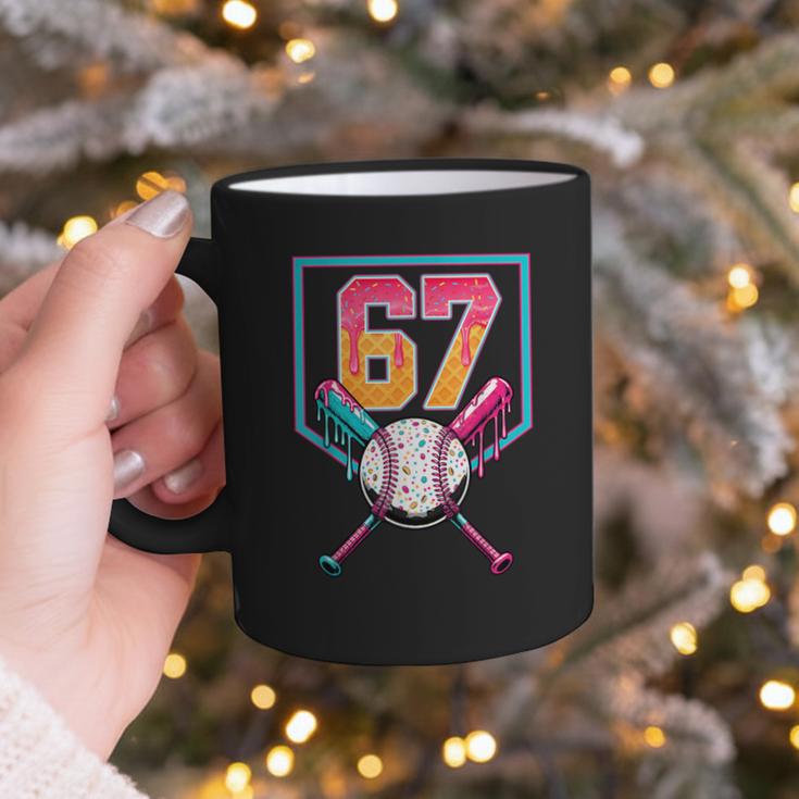 Baseball Ice Cream Drip Number 67 Player 67th Birthday Men Graphic Print Coffee Mug
