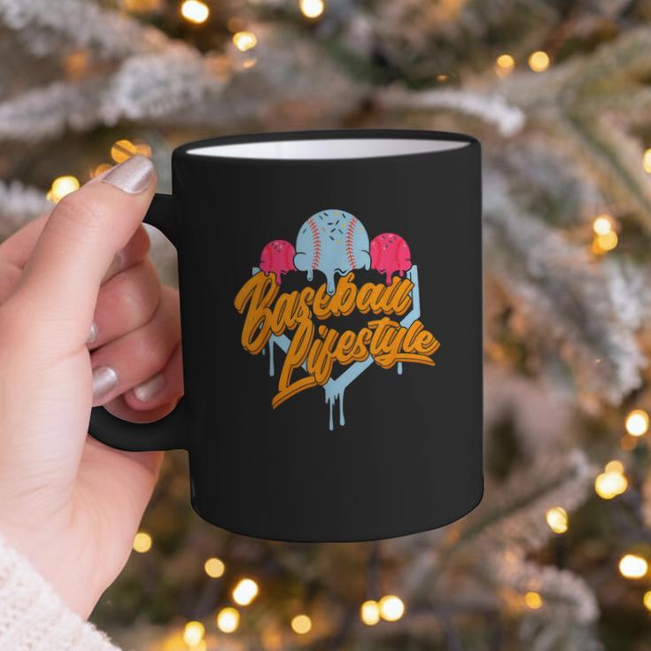 Baseball Lifestyle Home Plate Ice Cream Drip Men Boys Kids Graphic Print Coffee Mug