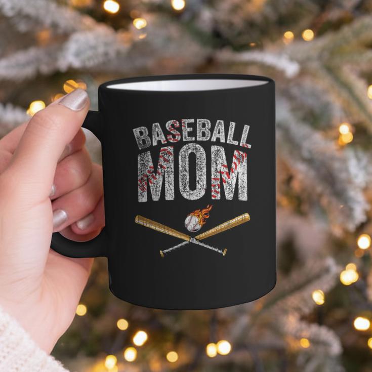 Baseball Mom Crossed Bats With Ball On Fire Distressed Graphic Print Coffee Mug Baseball Mom Crossed Bats With Ball On Fire Distressed Graphic Print Coffee Mug