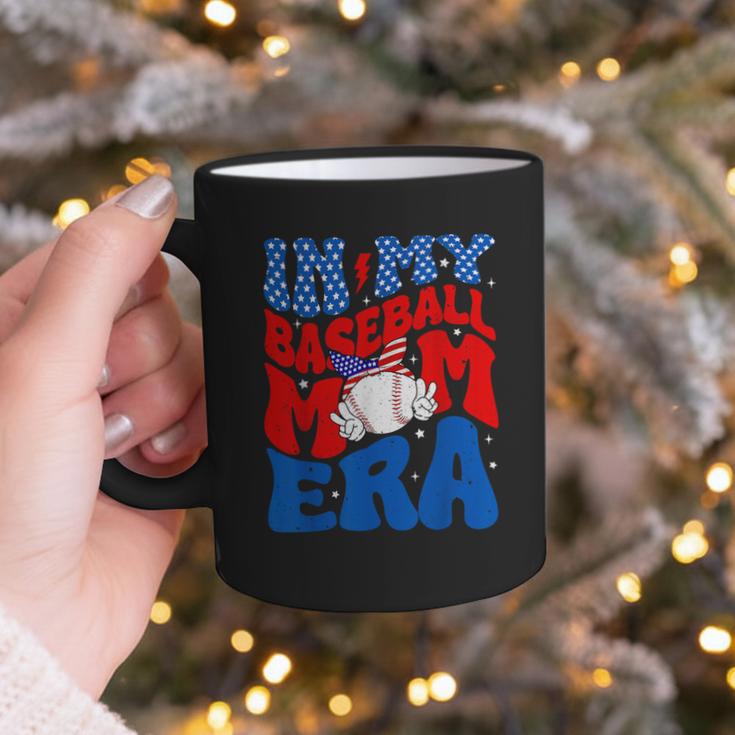 In My Baseball Mom Era Groovy Baseball Mother's Day US Flag Graphic Print Coffee Mug