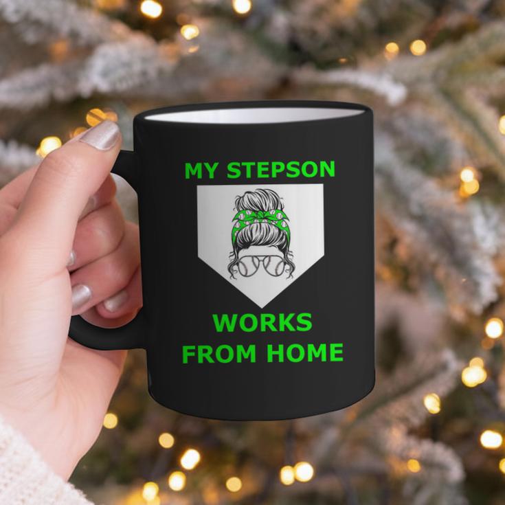 Baseball Mom Quote My Stepson Works From Home Graphic Print Coffee Mug Baseball Mom Quote My Stepson Works From Home Graphic Print Coffee Mug