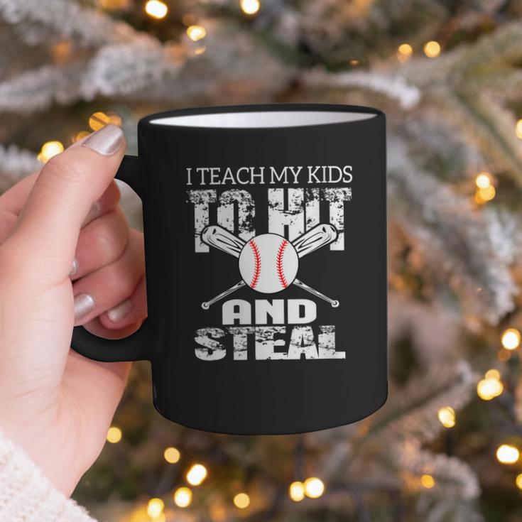 Baseball Mom Quote I Teach My Kids To Hit And Steal Graphic Print Coffee Mug Baseball Mom Quote I Teach My Kids To Hit And Steal Graphic Print Coffee Mug