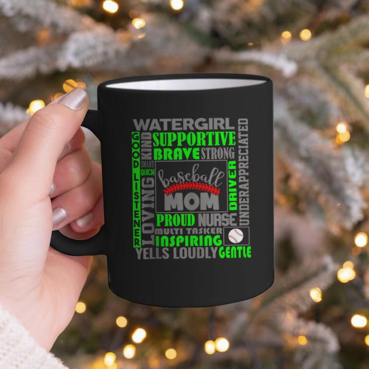 Baseball Mom Traits For Great Mothers Grey And Green Graphic Print Coffee Mug
