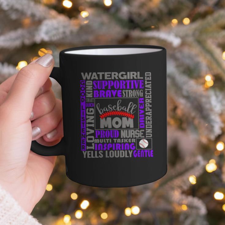Baseball Mom Traits For Great Mothers Grey And Purple Graphic Print Coffee Mug