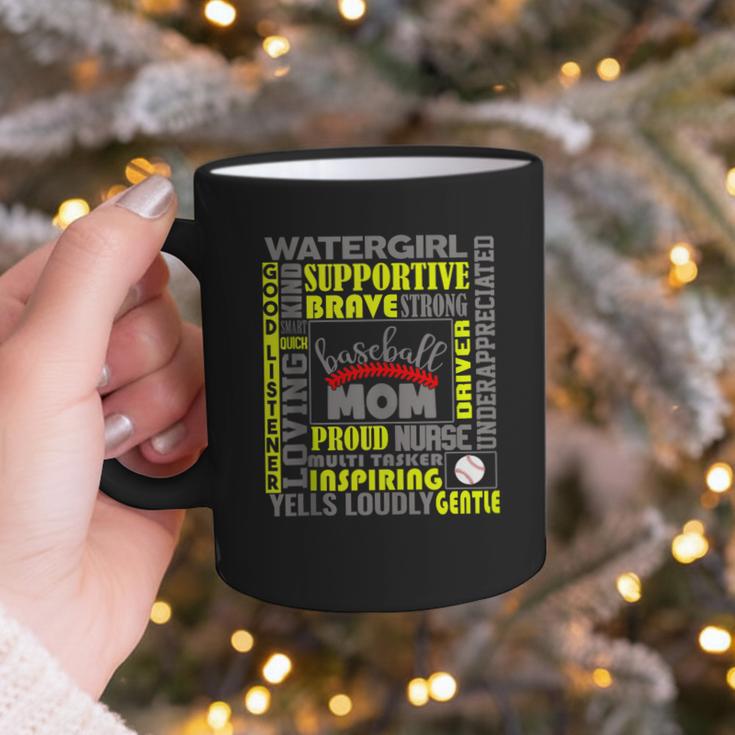 Baseball Mom Traits For Great Mothers Grey And Yellow Graphic Print Coffee Mug Baseball Mom Traits For Great Mothers Grey And Yellow Graphic Print Coffee Mug
