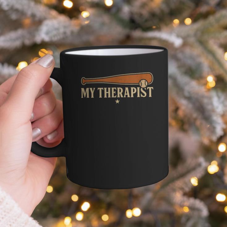 Baseball Tee My Therapist Bat Men Women Kids Graphic Print Coffee Mug