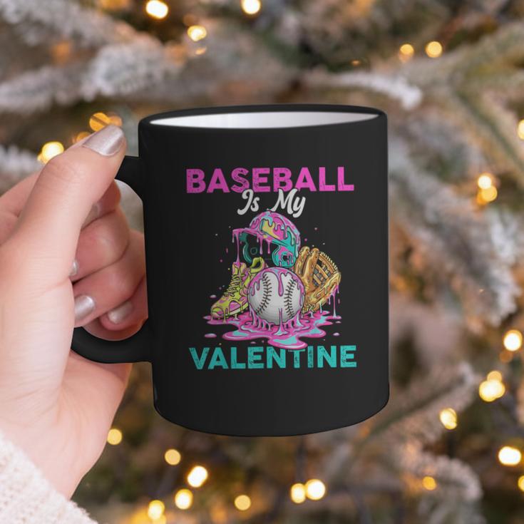 Baseball Is My Valentine Ice Cream Drip Crossed Bats Sport Graphic Print Coffee Mug