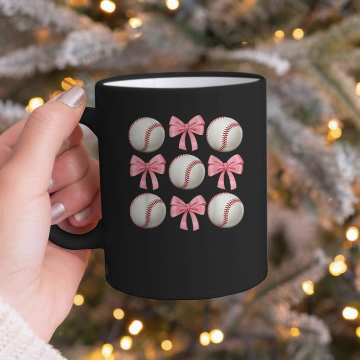 Baseballs And Bows Coquette Baseball Mom Baseball Coach Girl Graphic Print Coffee Mug
