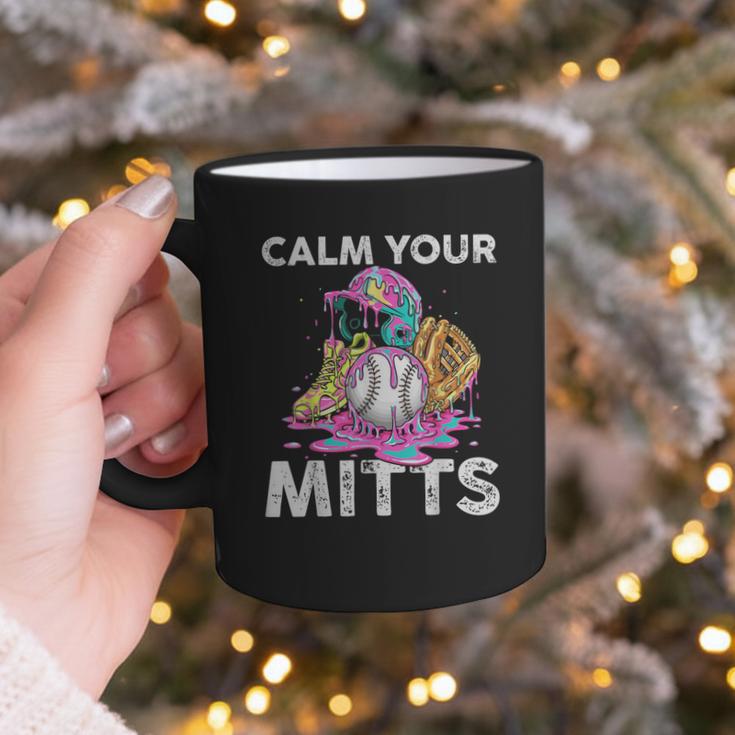 Calm Your Mitts Baseball Ice Cream Drip Crossed Bats Sport Graphic Print Coffee Mug