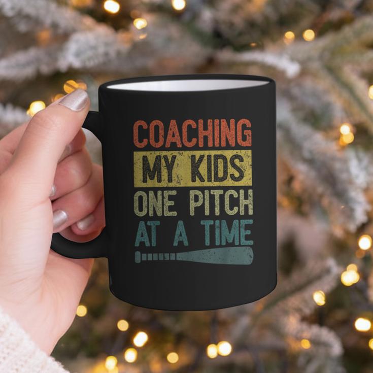 Coaching My Kids One Pitch At A Time Vintage Baseball Dad Graphic Print Coffee Mug Coaching My Kids One Pitch At A Time Vintage Baseball Dad Graphic Print Coffee Mug