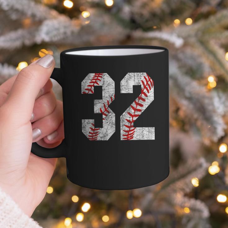 Distressed Baseball Number 32 Jersey Uniform Player Fan Graphic Print Coffee Mug