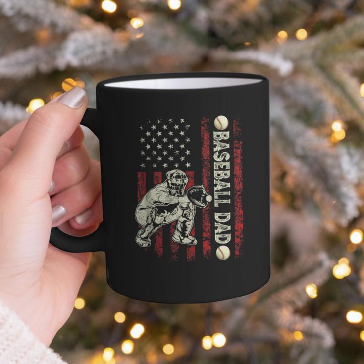 Fathers Day Baseball Dad Flag Dad Men Baseball Catcher Graphic Print Coffee Mug