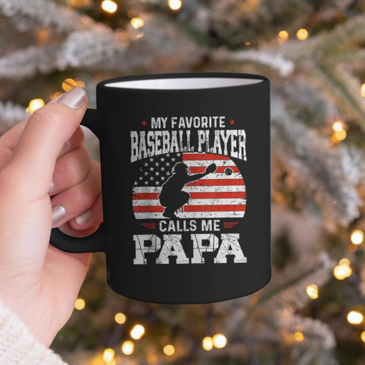 My Favorite Baseball Player Calls Me Papa Baseball Dad Graphic Print Coffee Mug