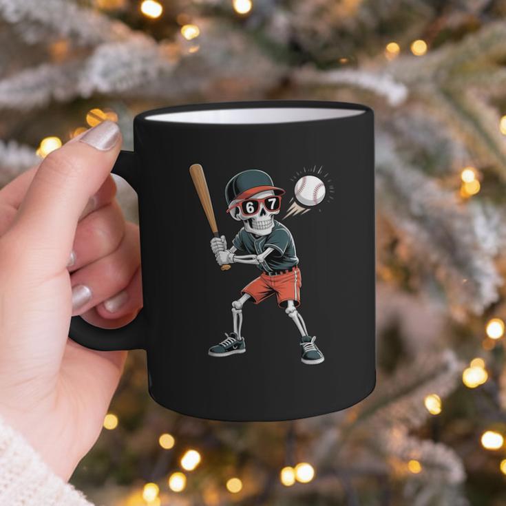 Halloween Skeleton Playing Baseball 67 Six Seven Meme Graphic Print Coffee Mug