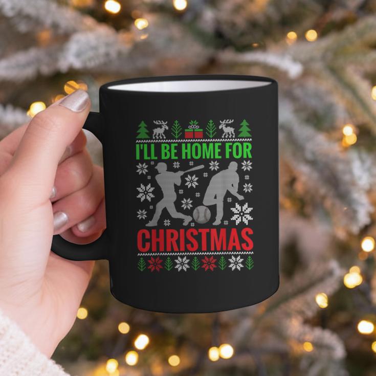 I'Ll Be Home For Christmas Baseball Xmas Graphic Print Coffee Mug