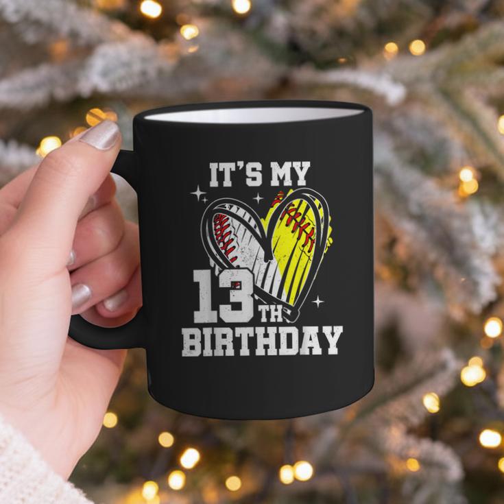 It's My 13th Birthday Baseball Softball Heart 13 Year Old Graphic Print Coffee Mug It's My 13th Birthday Baseball Softball Heart 13 Year Old Graphic Print Coffee Mug
